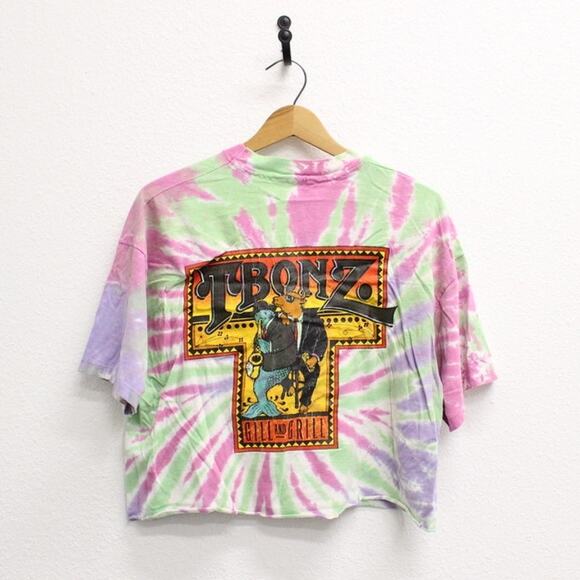 Vintage T Bonz Grill Charleston South Carolina Crop Top T Shirt Large - Picture 1 of 8